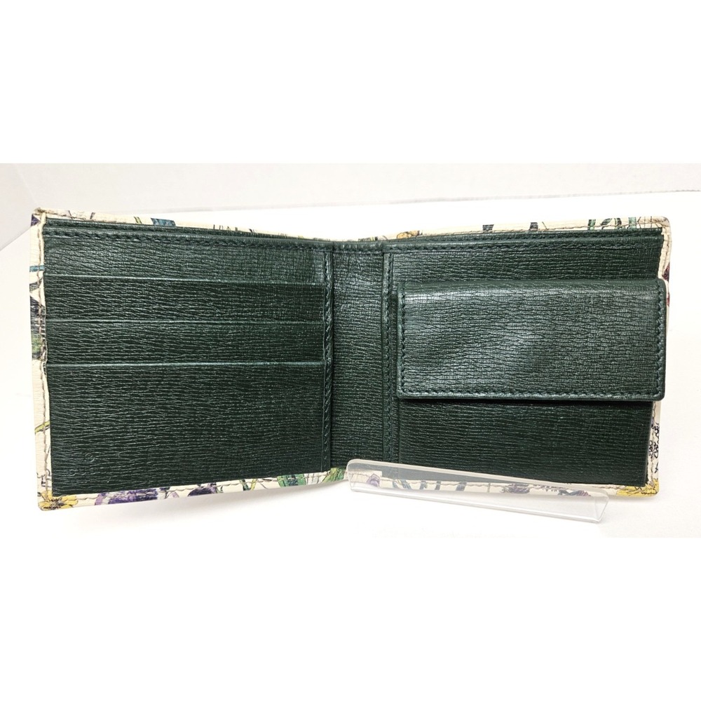GUCCI Flora Infinity Bifold Wallet White Calfskin Multi Floral 04848 Authentic - Picture 11 of 12